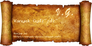 Vanyek Győző névjegykártya